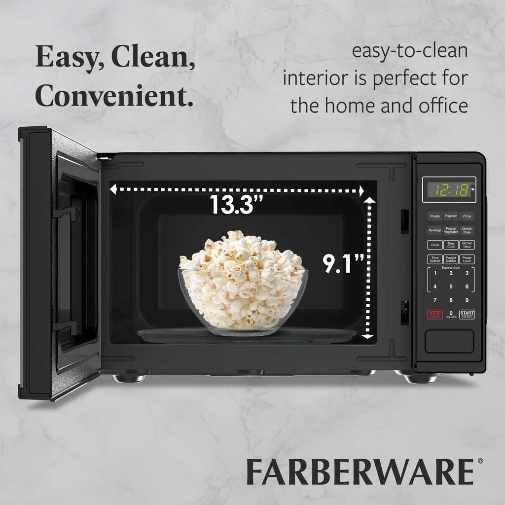 Farberware FMGZ09BKA 0.9 Cu. Ft. Microwave Oven, 900W, Digital Control, LED Display, 6 Cooking Presets, Black - image 8