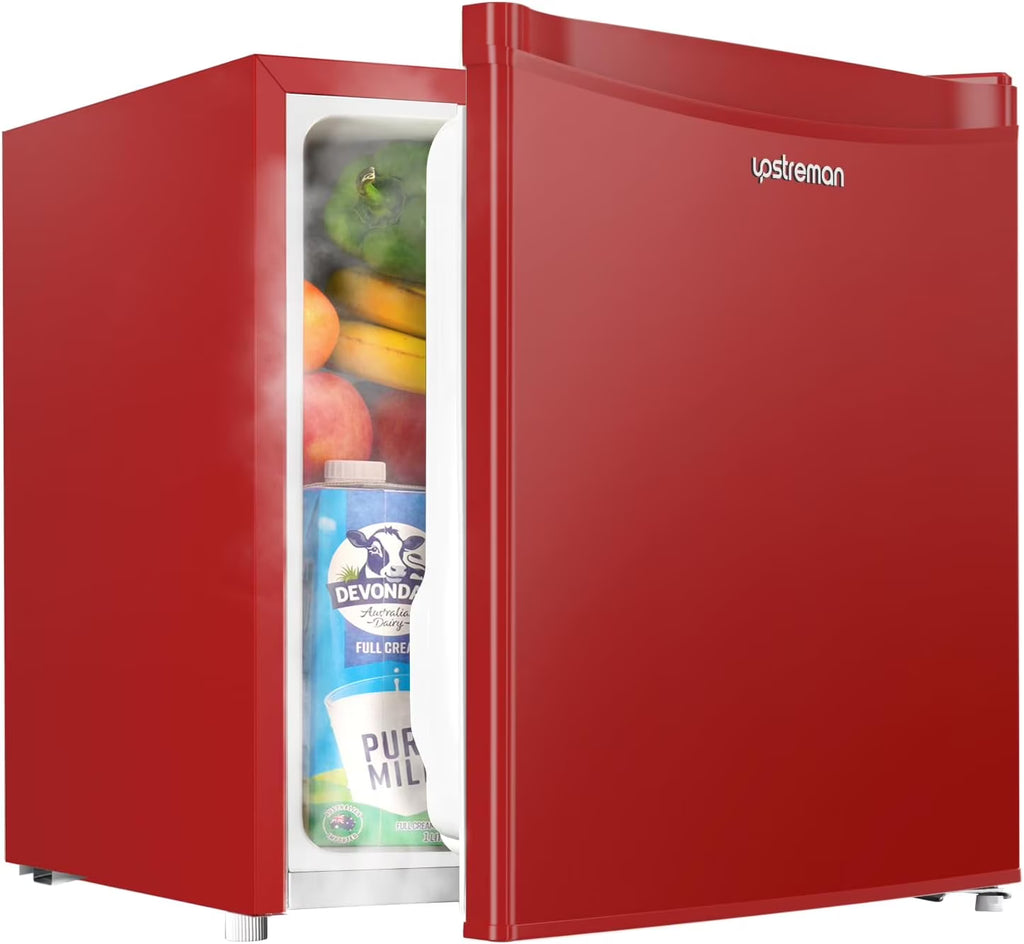 Upstreman 1.7 Cu.ft Mini Fridge with Freezer, Dorm Essentials, Adjustable Thermostat, Energy Saving, Low Noise, Single Door Compact Refrigerator for Dorm, Office, Bedroom, Red-FR17 - image 1