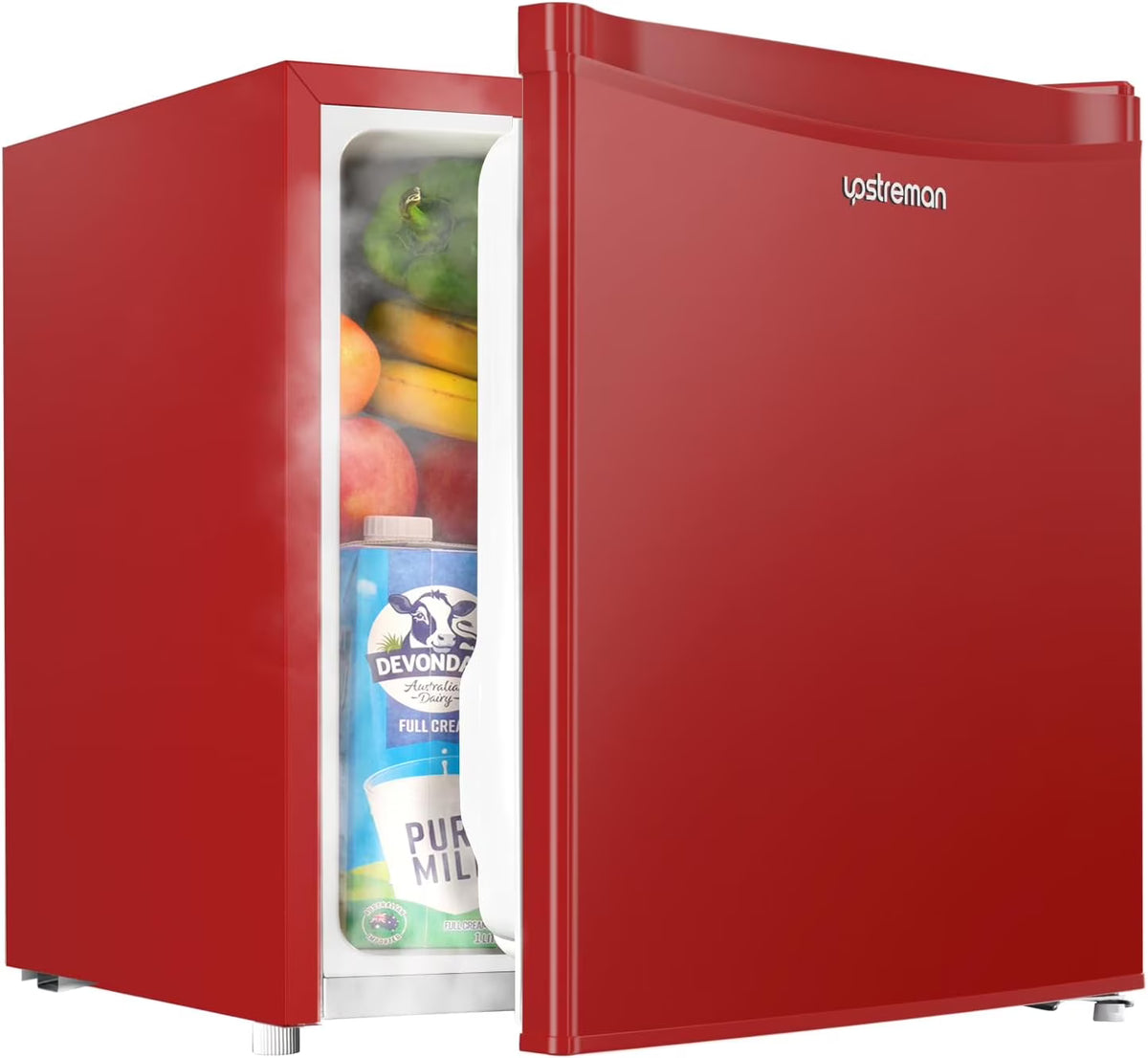 Upstreman 1.7 Cu.ft Mini Fridge with Freezer, Dorm Essentials, Adjustable Thermostat, Energy Saving, Low Noise, Single Door Compact Refrigerator for Dorm, Office, Bedroom, Red-FR17 - image 1