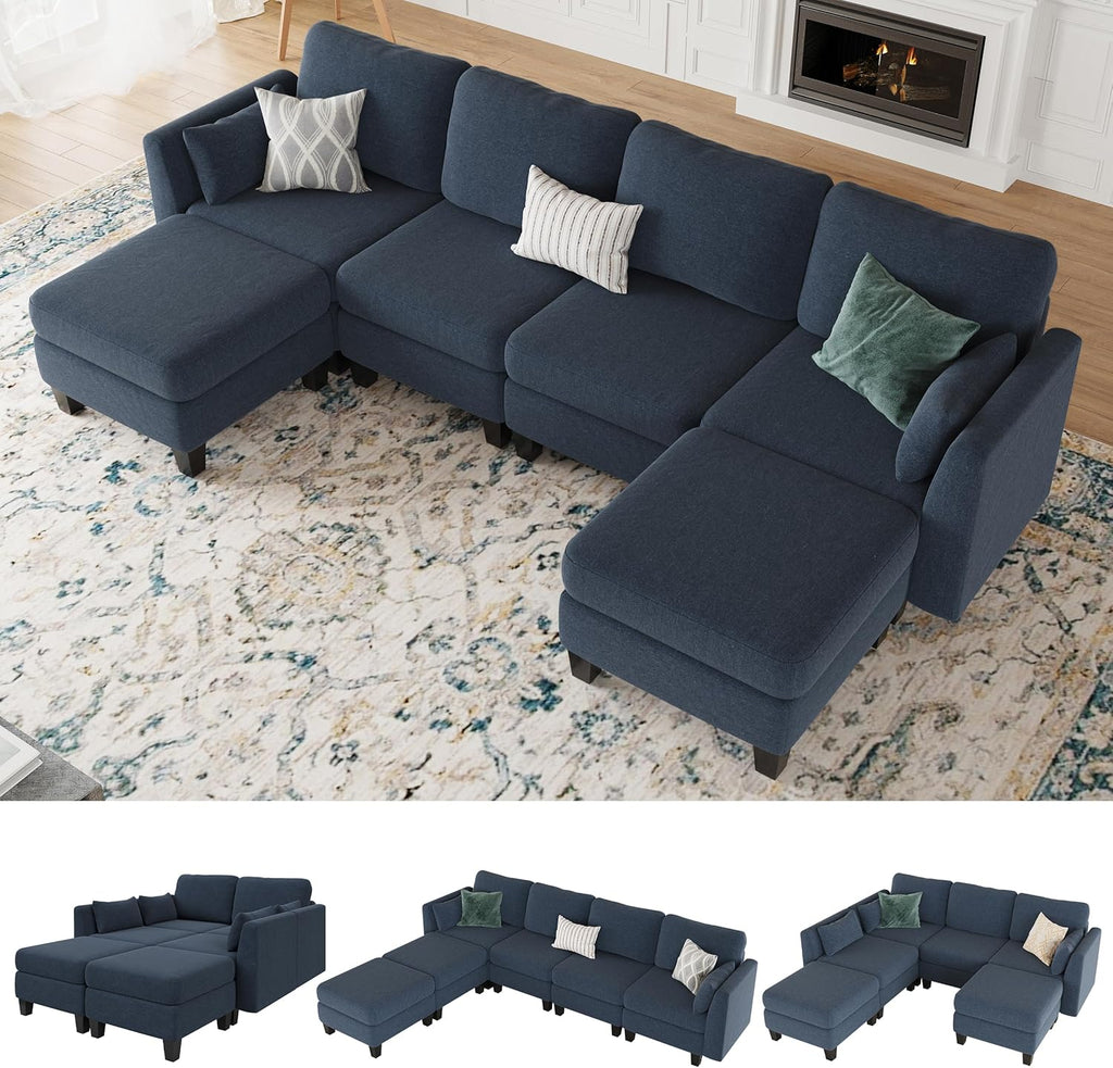 Modular Sectional Sofa, Convertible U Shaped Sofa Couch with High Density Memory Foam, 6 Seat Comfy Modular Sofa Couch for Living Room, Modern U Shaped Sectional Sofa, Dimgrey - image 21