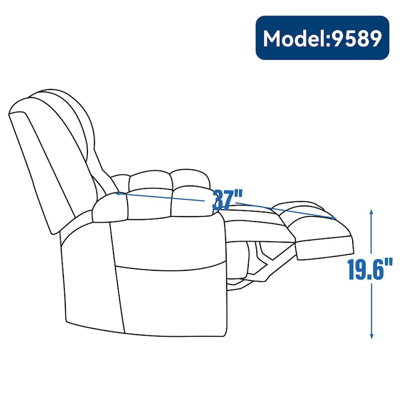 Grey Oversized Chenille Power Lift Recliner with Massage, Heating, and Flat Lay Feature - image 20