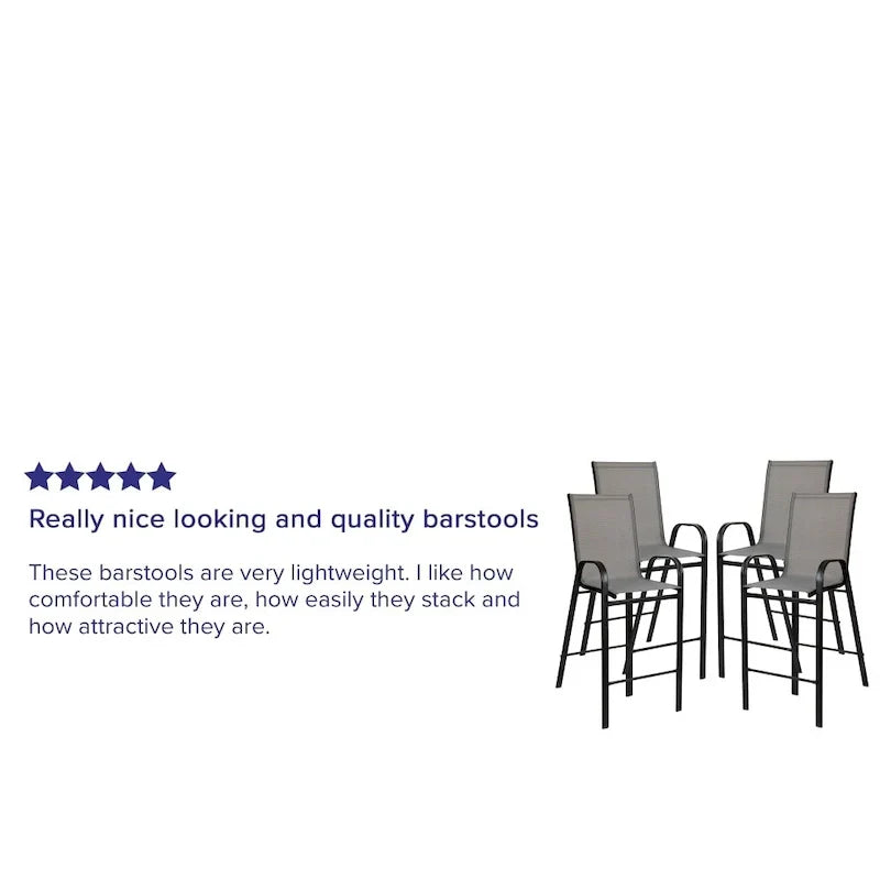 Set of 4 Outdoor Barstools with Flexible Comfort Material - Patio Seating - image 21
