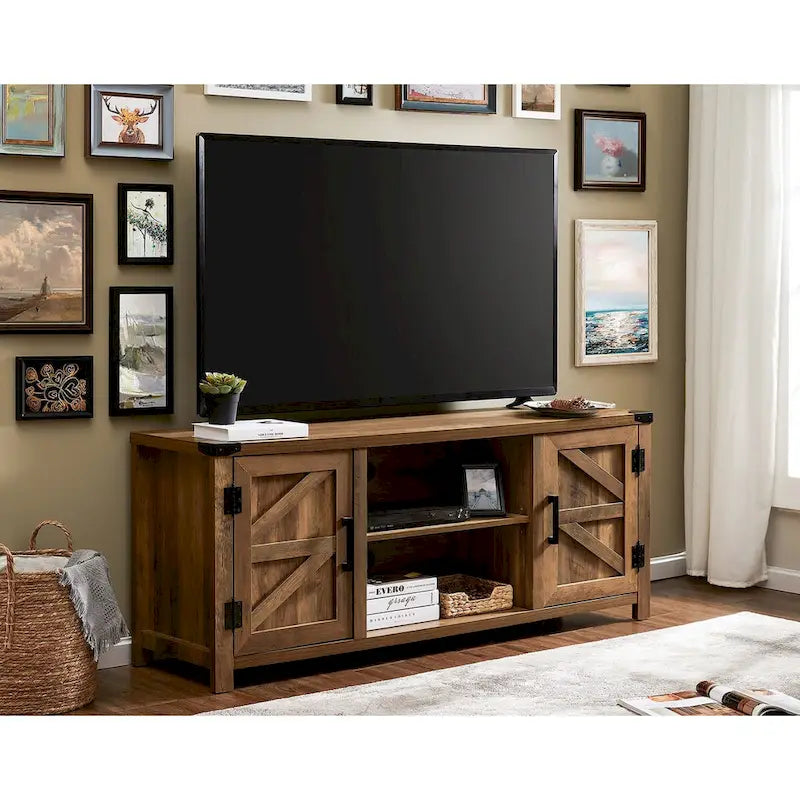 Rustic Farmhouse Barndoor TV Stand - Entertainment Center for TVs up to 70 Inches - image 42