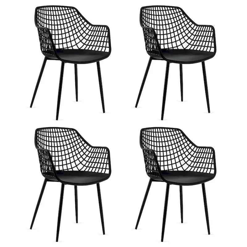 Set of 4 Modern Plastic Shell Dining Chairs with Metal Legs by Costway - image 1