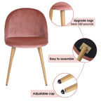 Homy Casa Velvet Upholstered Dining Chairs Set of 2 with Backrest for Kitchen, Rose - image 3