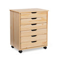 25.25-Inch Natural Brown Wide Rolling Storage Cabinet Featuring 6 Drawers - image 1