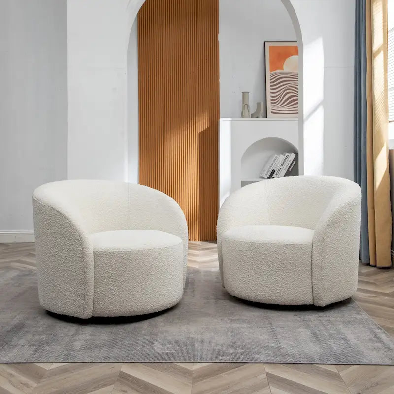Set of 2 KINWELL 34-Inch Wide Upholstered Swivel Barrel Chairs - image 6