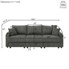 102 Corduroy Contemporary 3-Seater Sofa with Deep Seating, Cup Holders, and Phone Holder - image 13