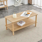 39-Inch Coffee Table with Two-Tier Design and Rubberwood Legs - image 4