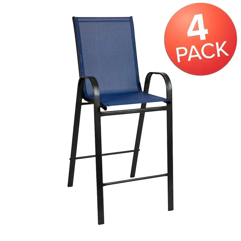 Set of 4 Outdoor Barstools with Flexible Comfort Material - Patio Seating - image 32