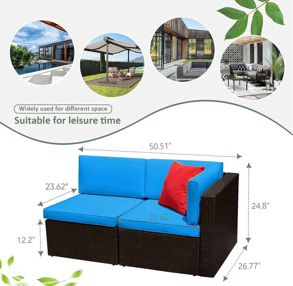Devoko 5 Pieces Patio Furniture Sets All Weather Outdoor Sectional Patio Sofa Manual Weaving Wicker Rattan Patio Seating Sofas with Cushion and Glass Table(Beige) - image 17