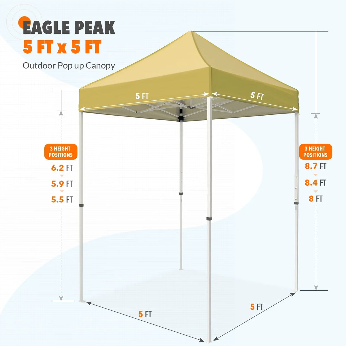 EAGLE PEAK 5x5 Pop up Canopy Tent Instant Outdoor Canopy Easy Set - up Straight Leg Folding Shelter（blue） - image 150