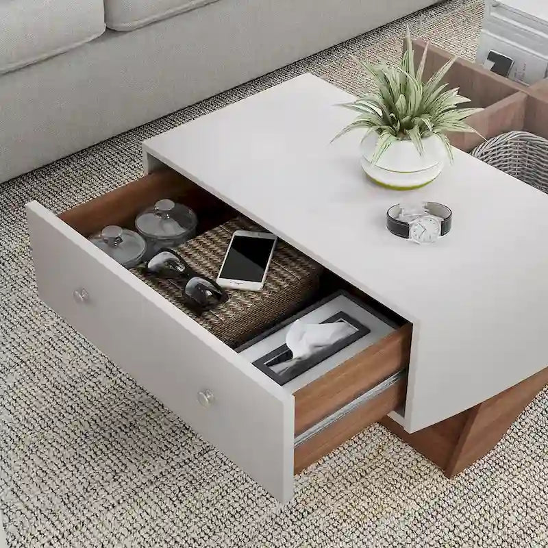 Angelic Contemporary Storage Coffee Table with Glass Insert by Furniture of America - image 6