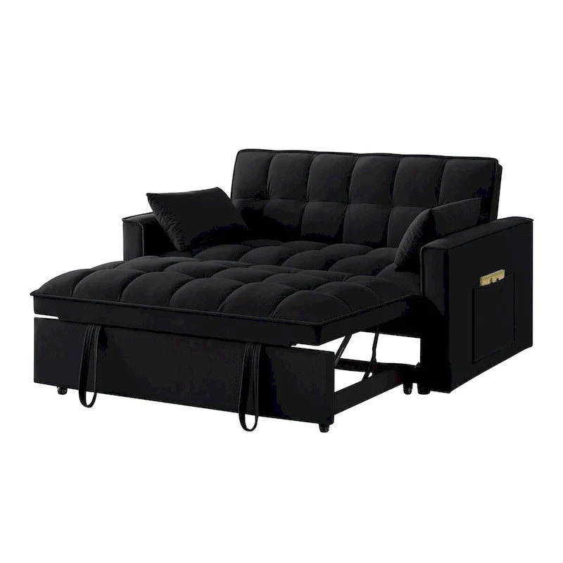 4-in-1 Pull-Out Sleeper Sofa Bed - Loveseat in Velvet -Convertible Couch Bed with Reclining Backrest,2 Side Pockets - image 8