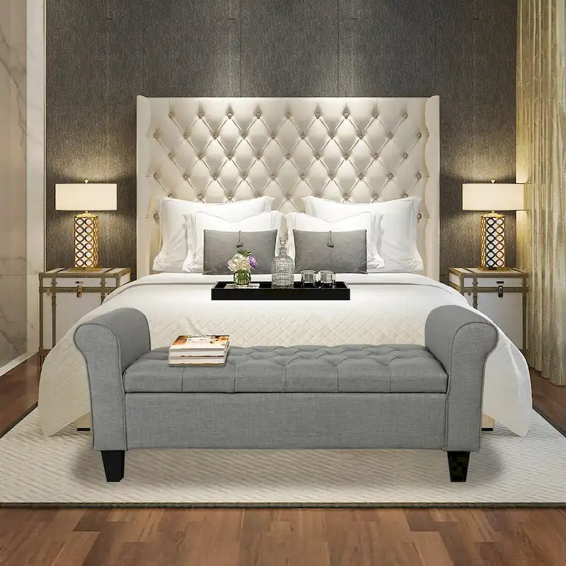Porthos Home Theon Fabric Button-Tufted Flip-Top Storage Bench - image 3