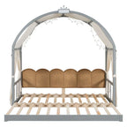 Gray Twin Bed with Arched Canopy and Trundle - image 6