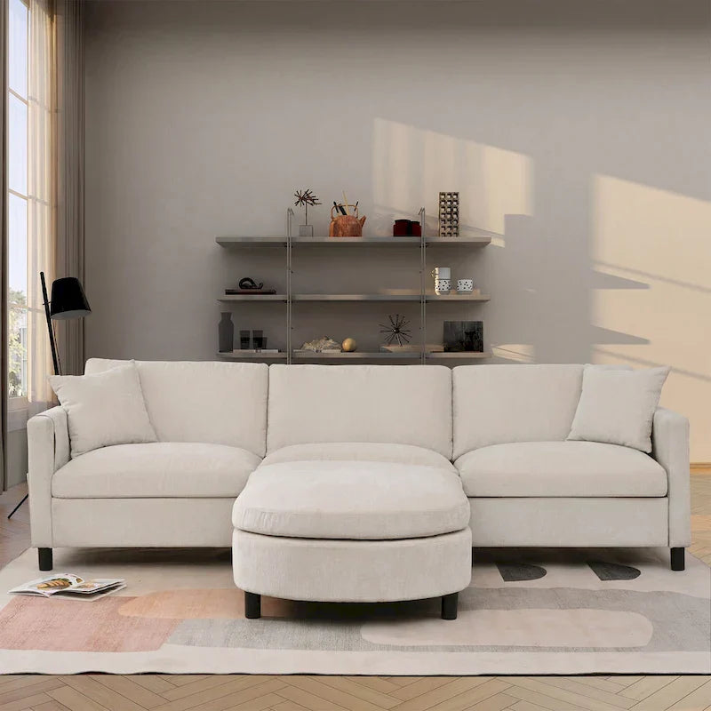 107.87" Sectional Sofa with Removable Seat and Back Cushions, Includes 1 Ottoman - image 2