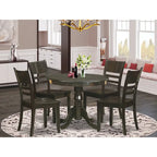 East West Furniture 5-Piece Round Dining Set - Cappuccino Kitchen Table with 4 Chairs (Seat Options Available) - image 7