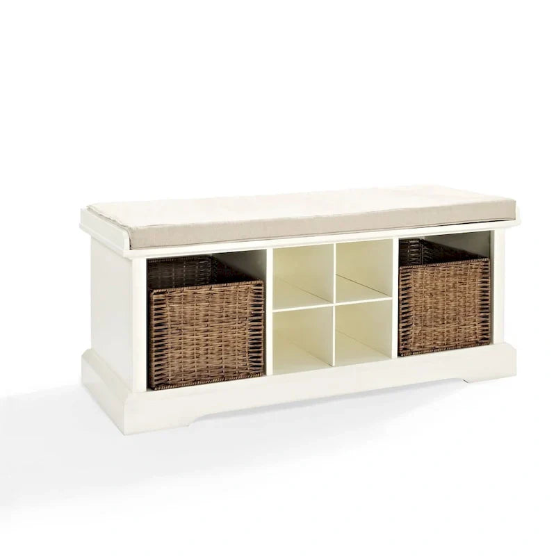 Crosley Brennan White Wooden Entryway Storage Bench - image 6