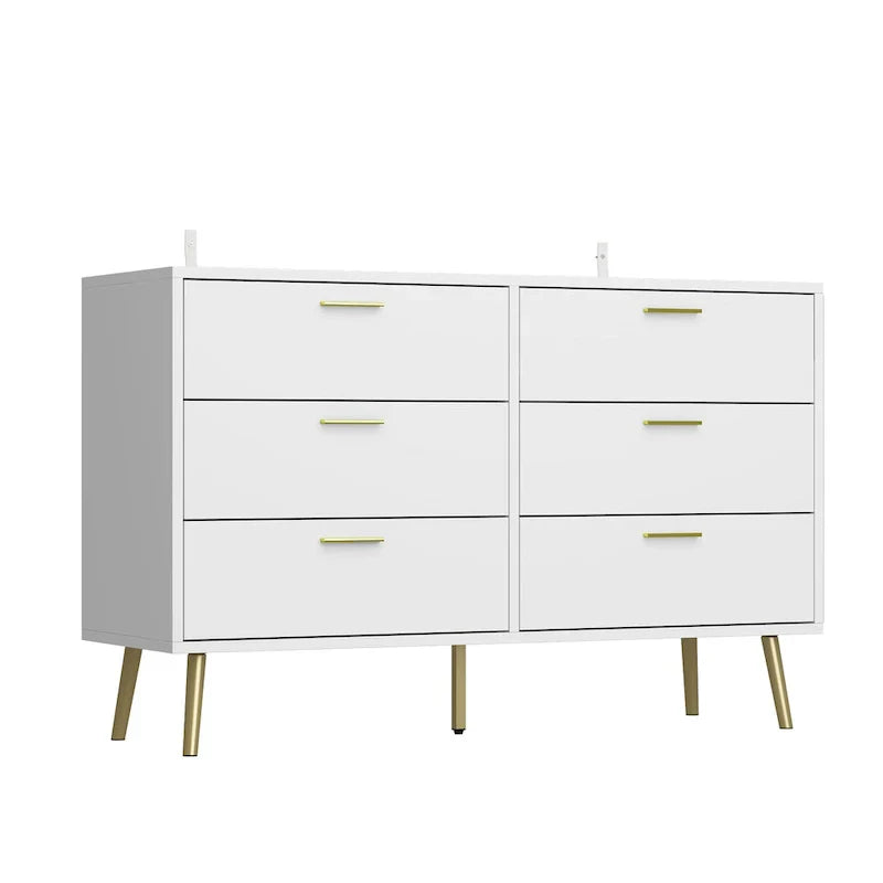 Elegant 6-Drawer Double Dresser with Gold Accents for Stylish Bedroom Storage - image 13