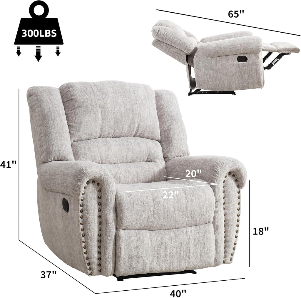 CANMOV Leather Recliner Chair, Classic and Traditional Manual Recliner Chair with Comfortable Arms and Back Single Sofa for Living Room, Nut Brown - image 17