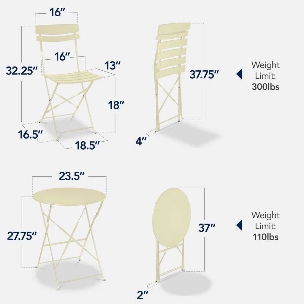 Best Choice Products 3-Piece Small Bistro Set, Folding Patio Furniture Set of 2 Chairs and Table - Black - image 78