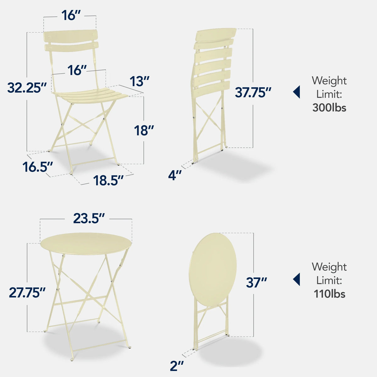 Best Choice Products 3-Piece Small Bistro Set, Folding Patio Furniture Set of 2 Chairs and Table - Black - image 78