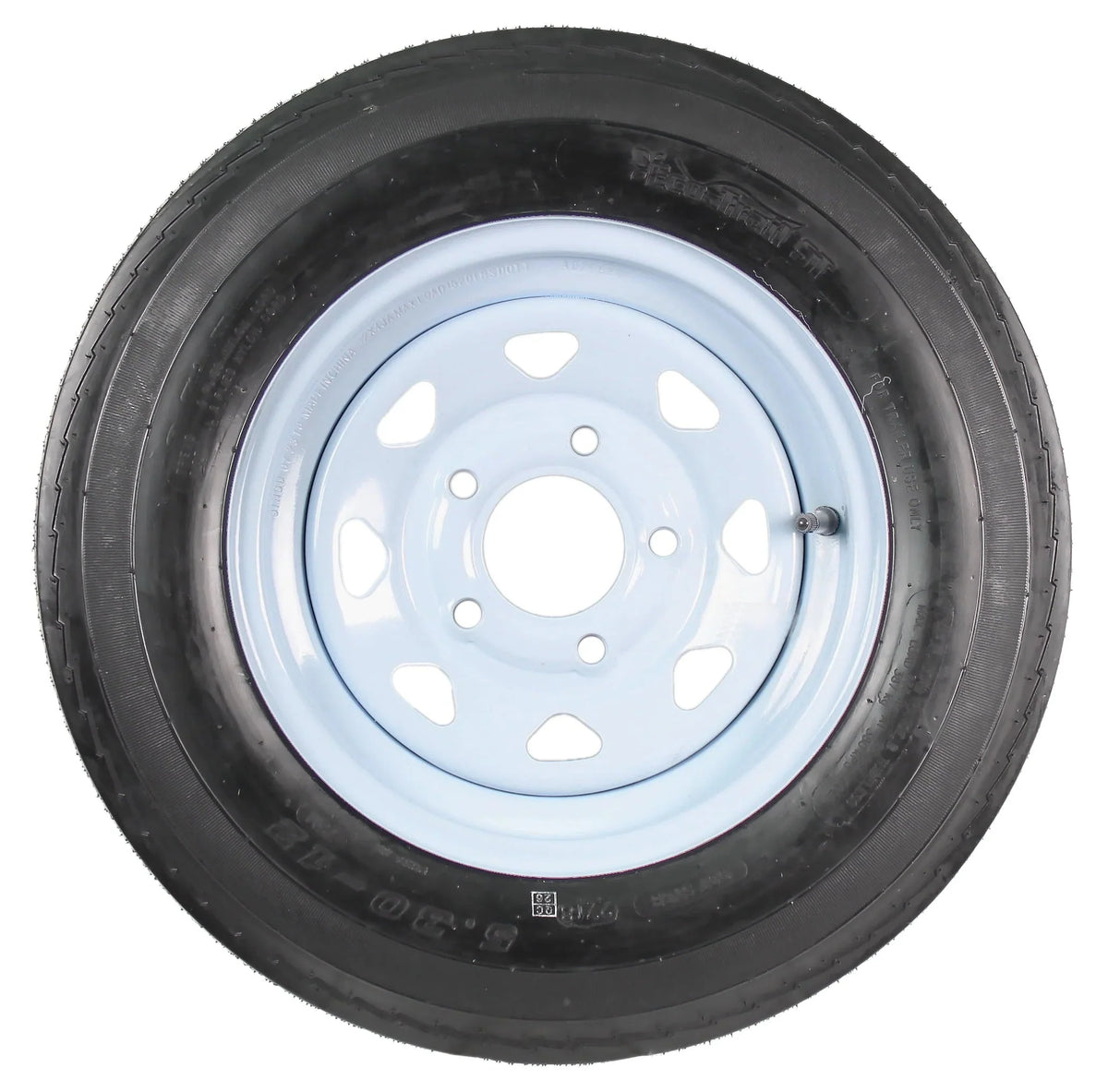 Two Trailer Tires On Rims 5.30-12 530-12 5.30 X 12 5 Hole Wheel White Spoke - image 2