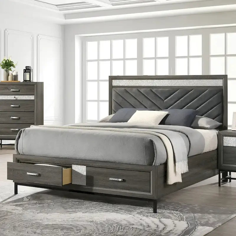 Contemporary Grey 6-Piece Platform Bedroom Set by Furniture of America - Heinisk Collection - image 3