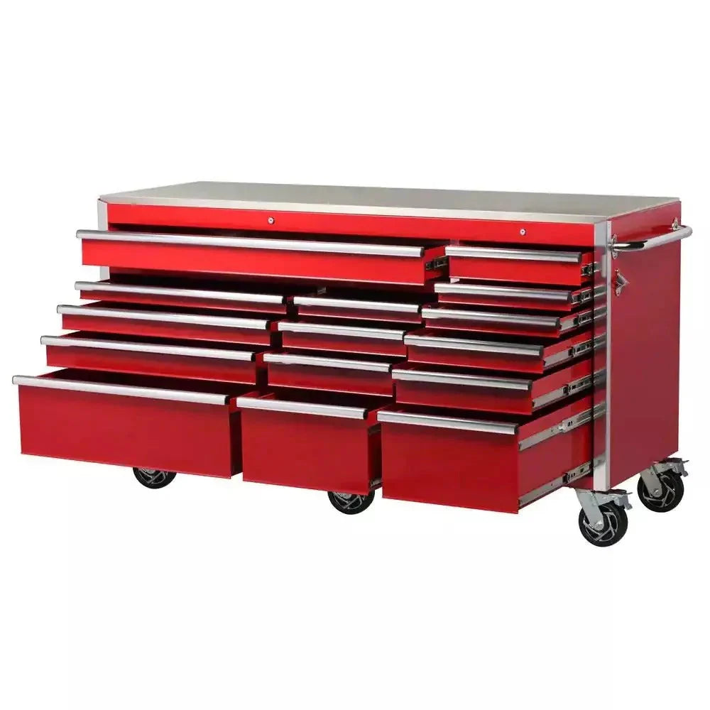 Heavy-Duty 72 in. W x 24 in. D 15-Drawer Tool Chest  Stainless Steel Top and Dual Locks Mobile Workbench - image 2