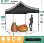 COBIZI 10x20 Heavy Duty Pop up Canopy Tent with 6 sidewalls Easy Up Commercial Outdoor Canopy Wedding Party Tents for Parties All Season Wind & Waterproof Gazebo with Roller Bag,Black(Frame Thickened) - image 99