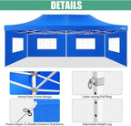 COBIZI 10x20 Heavy Duty Pop up Canopy Tent with 6 sidewalls Easy Up Commercial Outdoor Canopy Wedding Party Tents for Parties All Season Wind & Waterproof Gazebo with Roller Bag,Black(Frame Thickened) - image 55