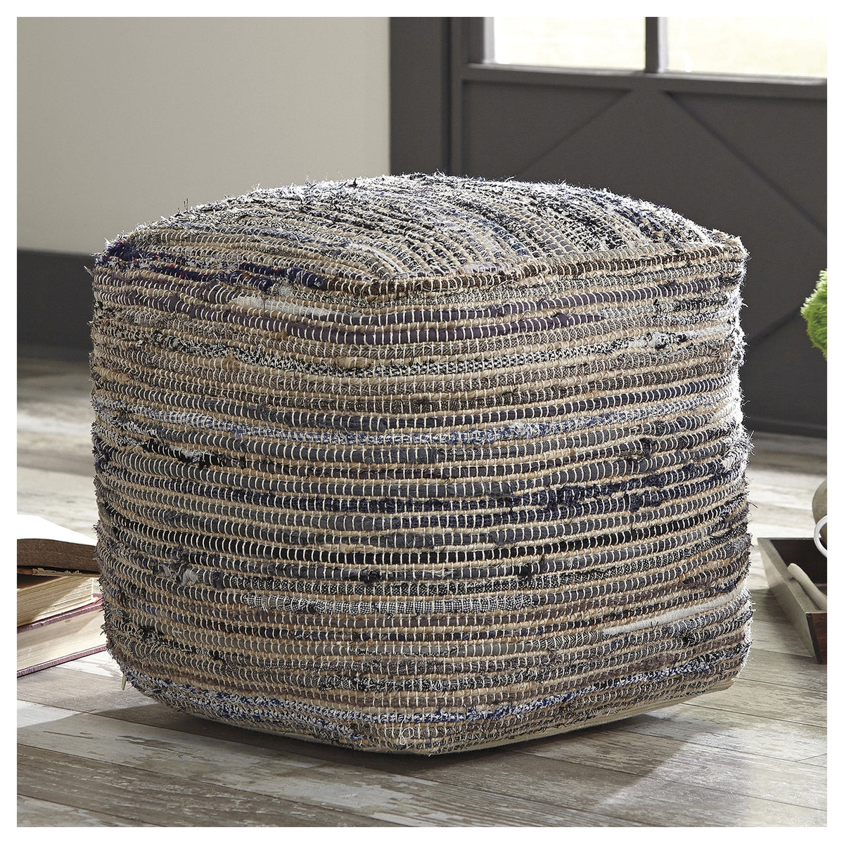 Signature Design by Ashley Contemporary Absalom Pouf  Denim - image 2