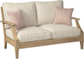 Signature Design by Ashley Clare View Coastal Outdoor Patio Eucalyptus Sofa with Cushions, Beige - image 2