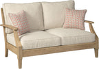 Signature Design by Ashley Clare View Coastal Outdoor Patio Eucalyptus Sofa with Cushions, Beige - image 2