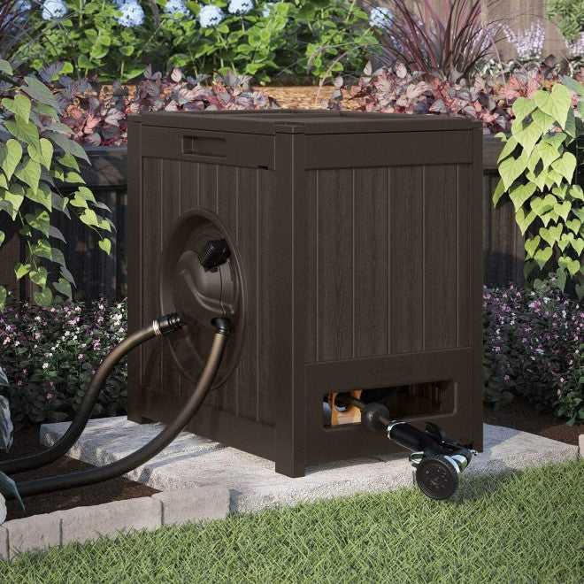 Suncast 125′ Aquawinder Auto Rewind Water Powered Yard Hose Reel, Java (2 Pack) - image 4