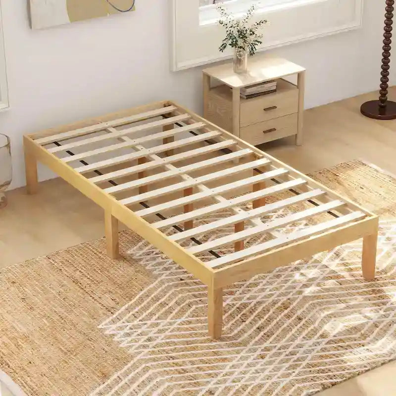 Costway 14-Inch Wooden Platform Bed Frame for Twin, Full, and Queen Sizes with Rubber Support - image 13