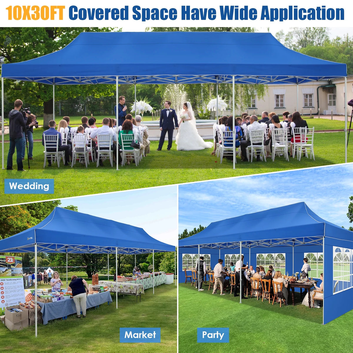 Hoteel 10x15 Heavy Duty Canopy Tent with 4 Sidewalls,Pop up Canopy for Parties Wedding,Commercial Easy up Gazebo with Roller Bag,UV 50+ &,Black - image 48