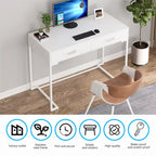 Modern Computer Desk with 2 Drawers - Stylish Study Writing Table with Storage for Home Office - image 12