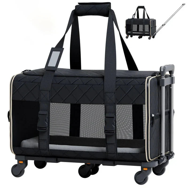 Quilted Chariot PRO Pet Carrier With Removable Wheels and Double Telescopic Handle - image 1