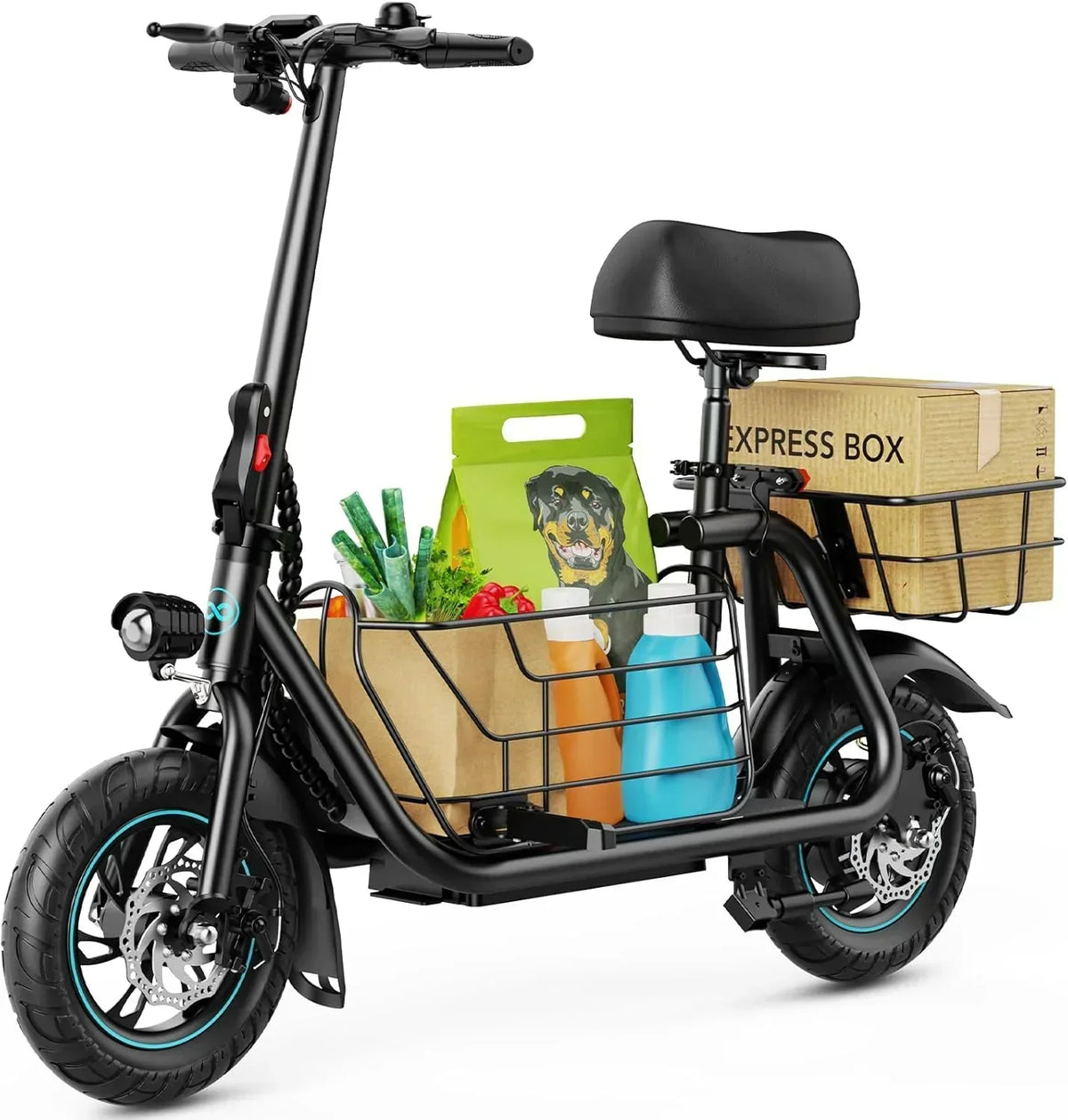 Gyroor Adult Electric Scooter with Large Center Basket 20 Mile Range Foldable and Seat - image 5