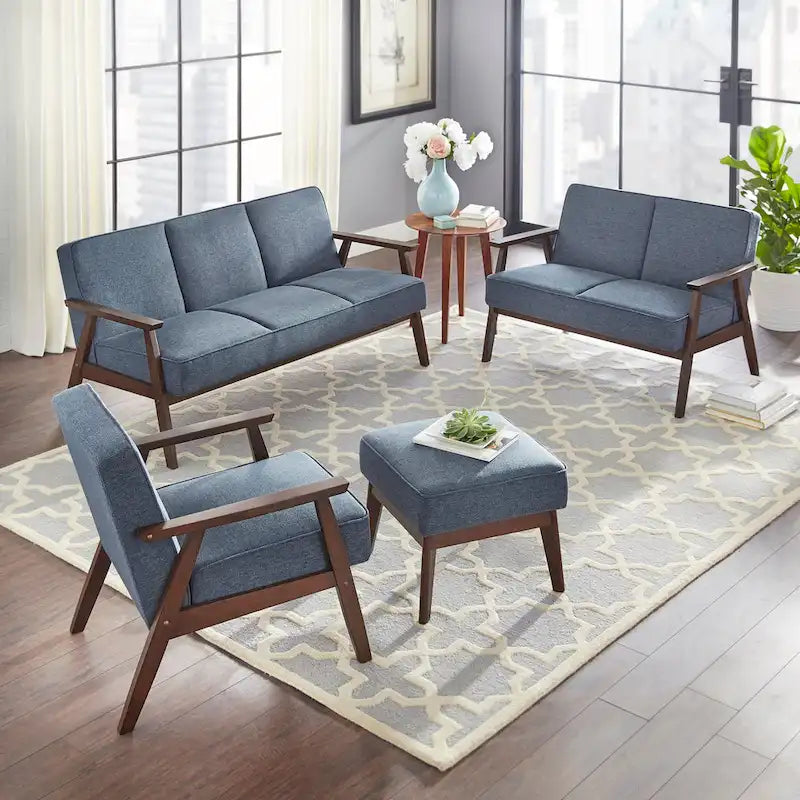 Mid Century Accent Lounge Chair with Cushioned Seat and Wooden Frame - image 21
