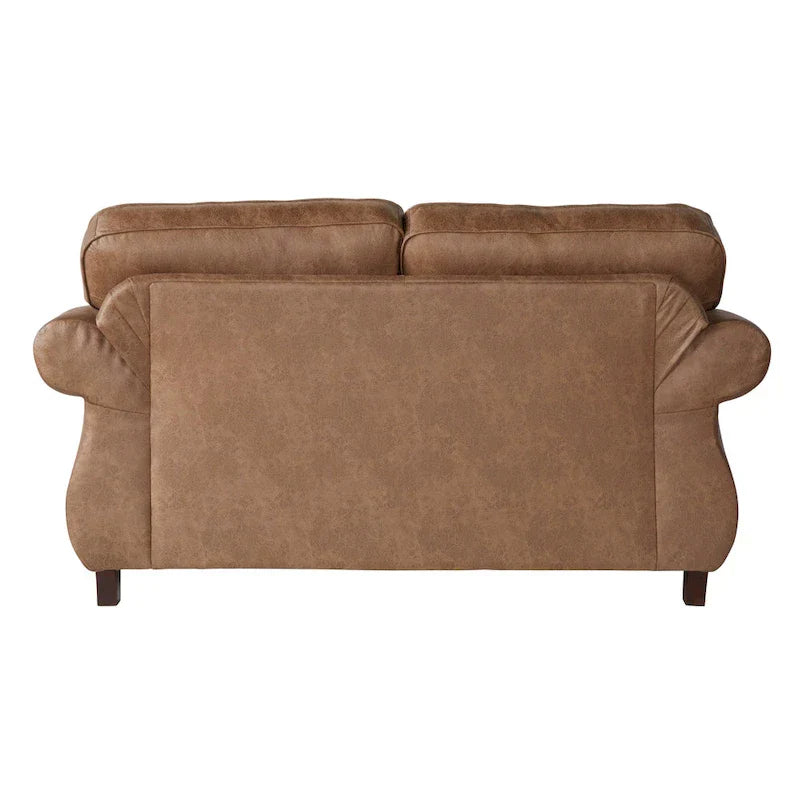 Roundhill Furniture Leinster Brown Fabric Sofa and Loveseat with Nailhead Trim - image 6