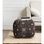Handmade Black & White Square Pouf Ottoman - 20 x 20 x 20 Inches - Jani Tamarindo Footrest for Living Room and Nursery - image 2