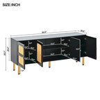 Bohemian Country Wood and Rattan TV Stand Media Console Storage Cabinet - Dimensions: 16.9" x 64.9" x 28.3" - image 9