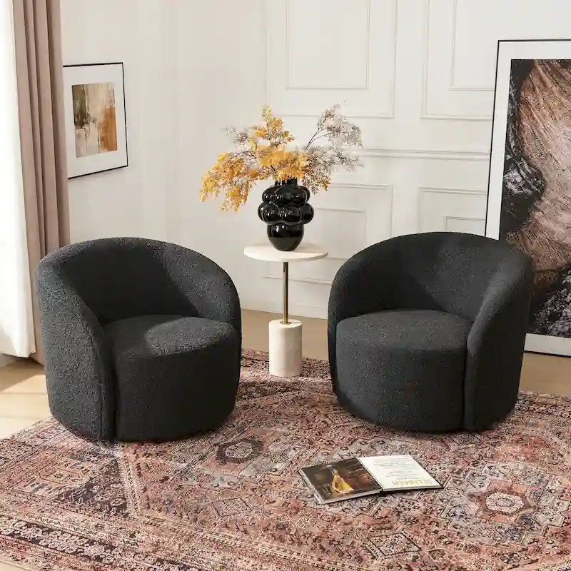Set of 2 KINWELL 34-Inch Wide Upholstered Swivel Barrel Chairs - image 8