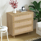 Modern Boho 3-Drawer Rattan Dresser - Stylish Chest of Drawers with Ample Storage for Your Bedroom - image 2