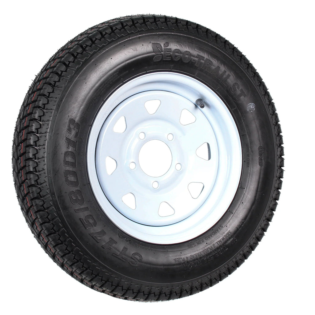 2-Pk Trailer Tires Rims ST175/80D13 175/80 13 B78-13 LRC 5 Lug White Spoke Wheel - image 3