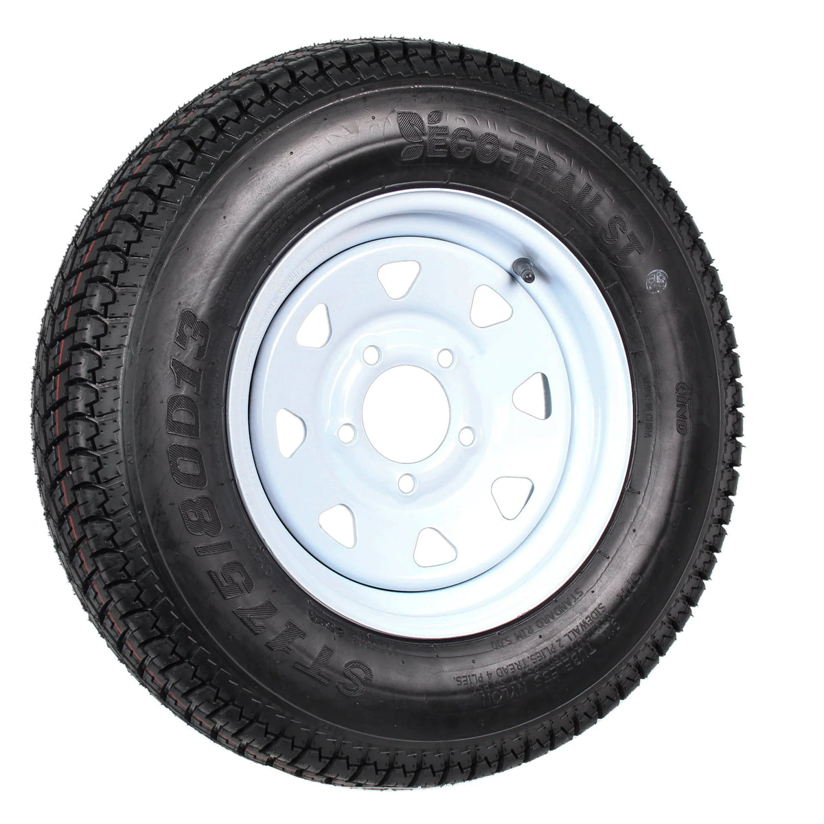 2-Pk Trailer Tires Rims ST175/80D13 175/80 13 B78-13 LRC 5 Lug White Spoke Wheel - image 3