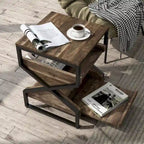 Denhour DH BASIC 17-Inch Metal Industrial End Table with 1 Open Shelf - image 3